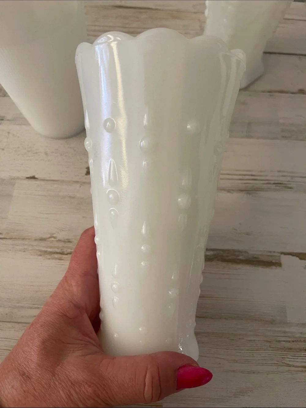 Vintage White Milk Glass Bud Vase Lot Set of 3